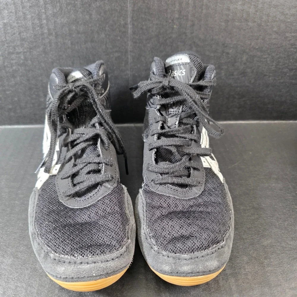 Asics Matflex 6 GS Kids Wrestling Shoes 1084A011 Black White Gum Size 3